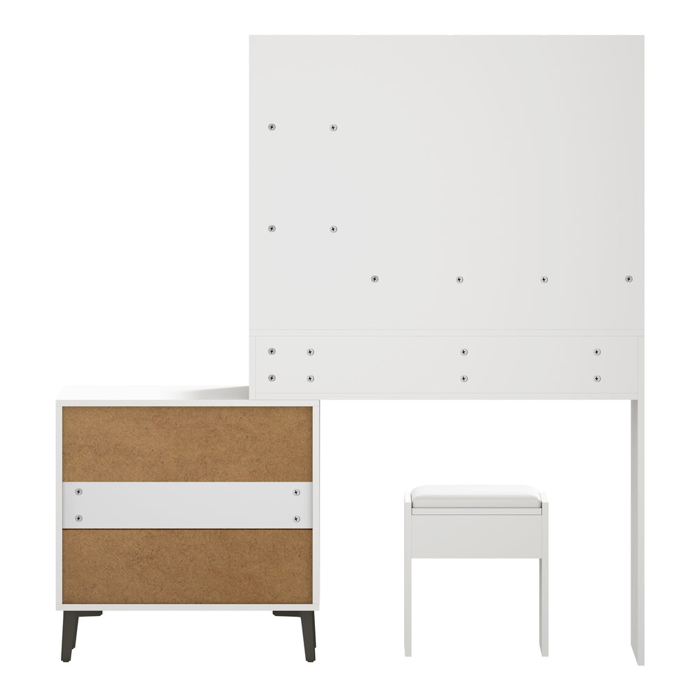 Oikiture Dressing Table Stool Set 10 LED Bulbs White