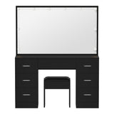 Oikiture Dressing Table Large Makeup Mirror 10 LED Bulbs Black - Top-Down View