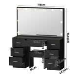 Oikiture Dressing Table Large Makeup Mirror 10 LED Bulbs Black