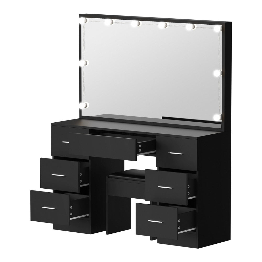 Oikiture Dressing Table Large Makeup Mirror 10 LED Bulbs Black
