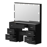 Oikiture Dressing Table Large Makeup Mirror 10 LED Bulbs Black