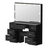 Oikiture Dressing Table Large Makeup Mirror 10 LED Bulbs Black - Rear View