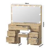 Oikiture Dressing Table Large LED Mirror Natural - Low Angle