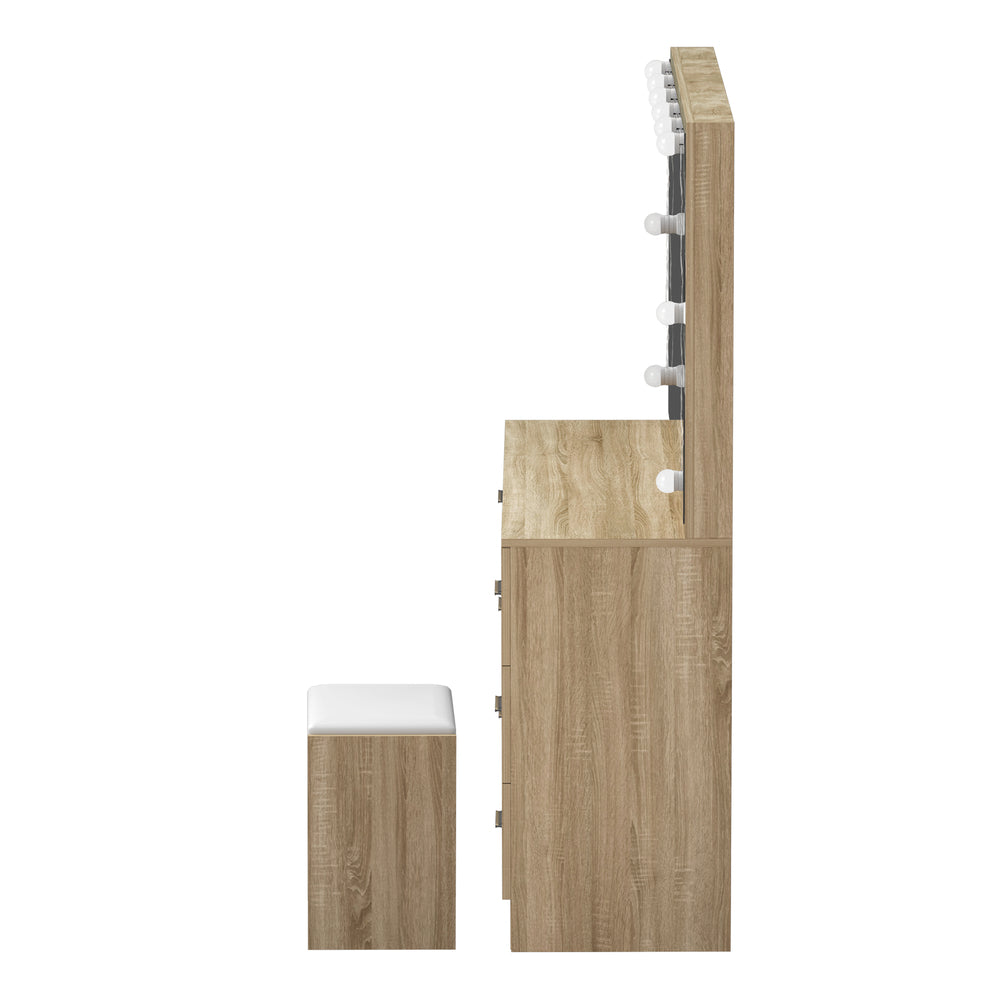 Oikiture Dressing Table Large LED Mirror Natural