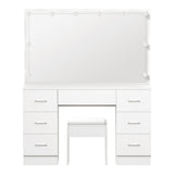 Oikiture Dressing Table Large LED Mirror White