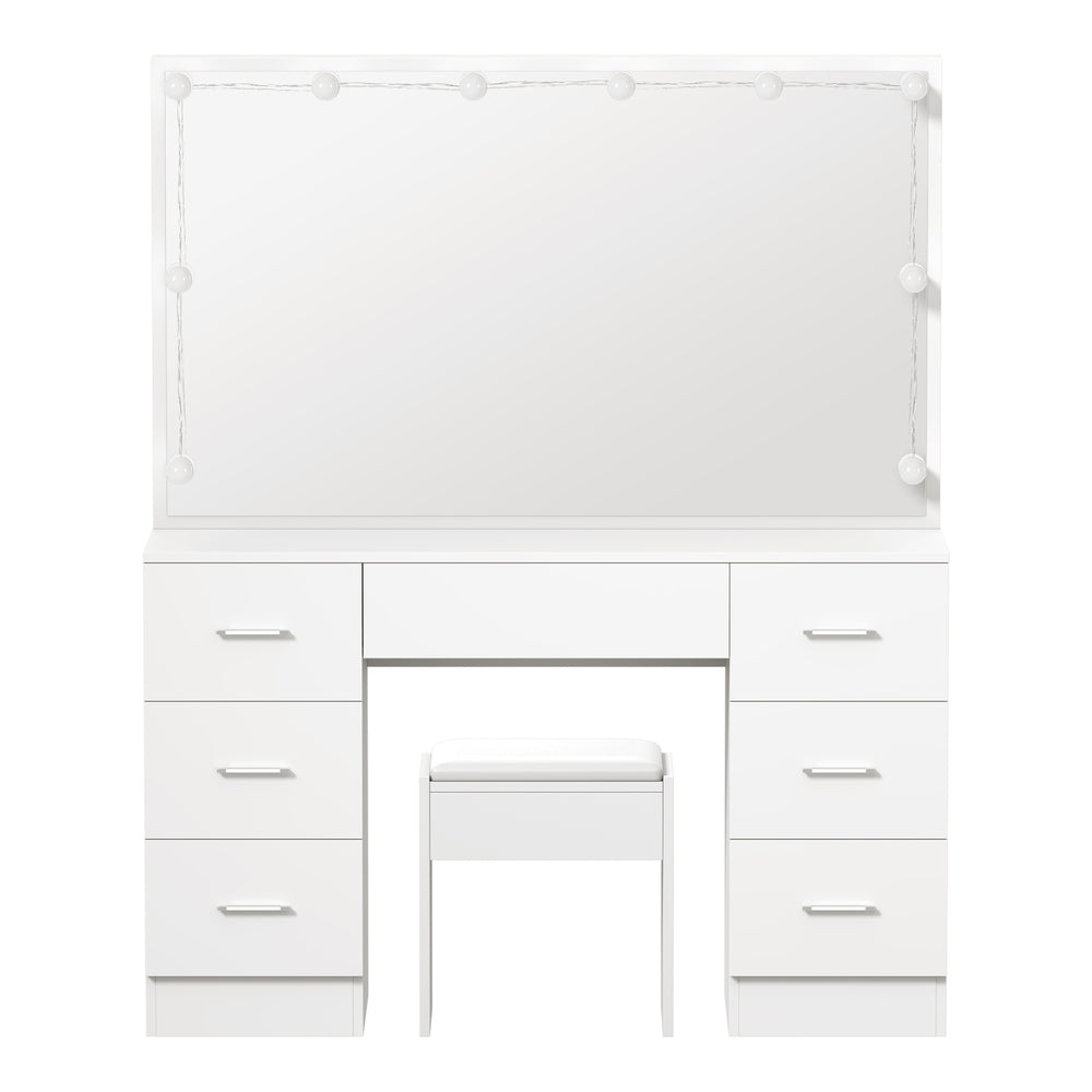 Oikiture Dressing Table Large LED Mirror White