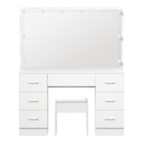 Oikiture Dressing Table Large LED Mirror White - 45-Degree Angle