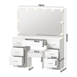Oikiture Dressing Table Large LED Mirror White