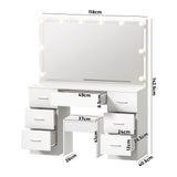 Oikiture Dressing Table Large LED Mirror White - Low Angle