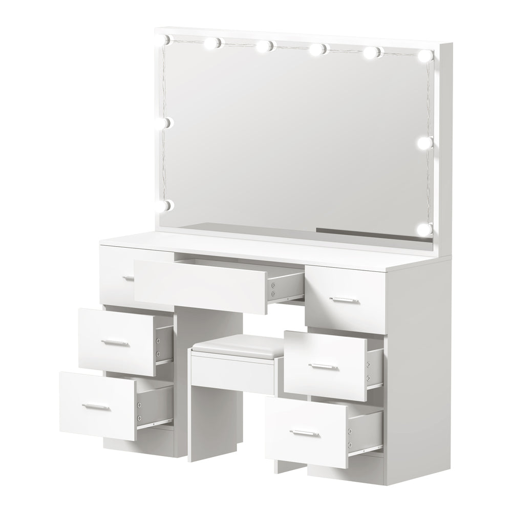 Oikiture Dressing Table Large LED Mirror White