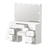 Oikiture Dressing Table Large LED Mirror White - Front View