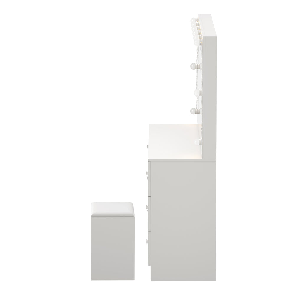 Oikiture Dressing Table Large LED Mirror White