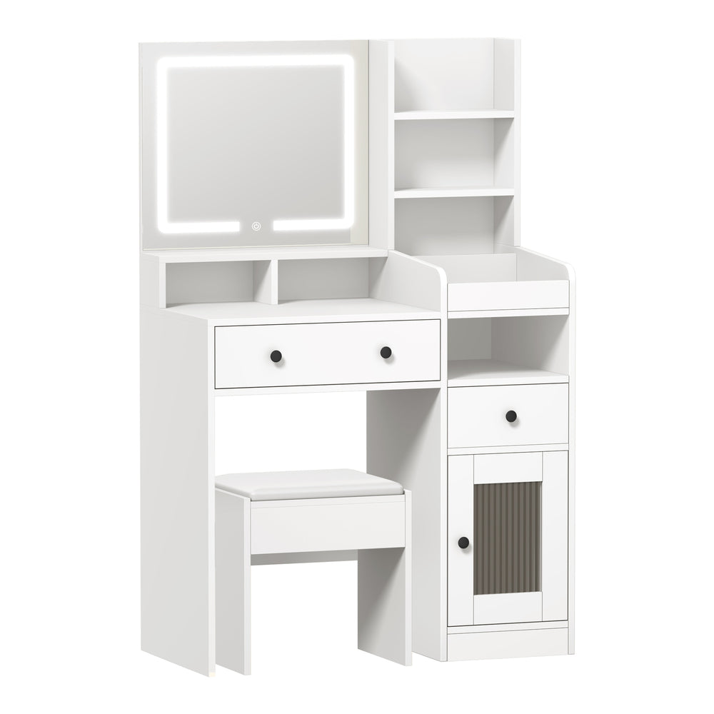 Oikiture Dressing Table Stool Set LED Light White