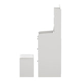 Oikiture Dressing Table Stool Set LED Light White - Front View