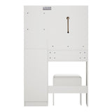 Oikiture Dressing Table Stool Set LED Light White - Rear View