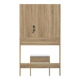 Oikiture Dressing Table Stool Set LED Mirror Natural
