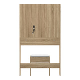 Oikiture Dressing Table Stool Set LED Mirror Natural - Side View