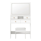 Oikiture Dressing Table Stool Set LED Mirror White
