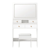 Oikiture Dressing Table Stool Set LED Mirror White - 45-Degree Angle