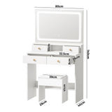 Oikiture Dressing Table Stool Set LED Mirror White