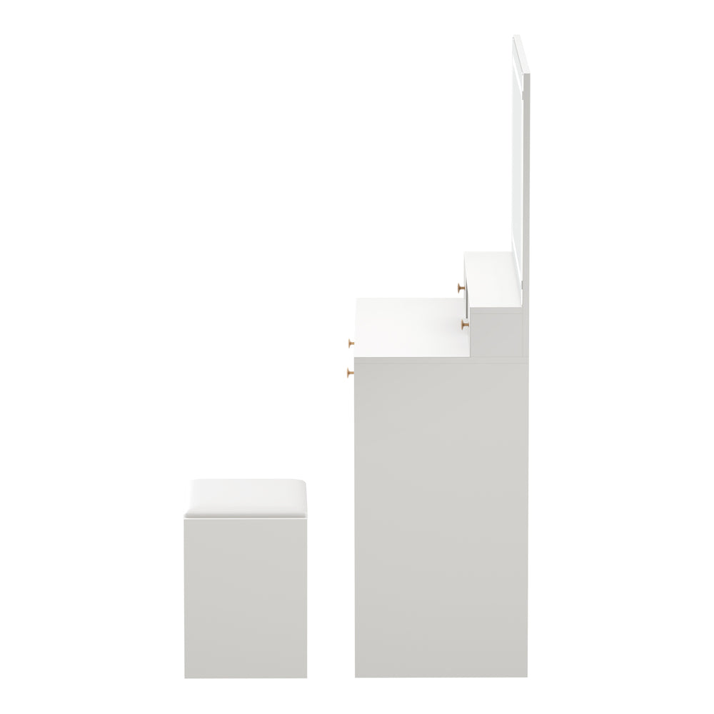 Oikiture Dressing Table Stool Set LED Mirror White
