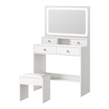 Oikiture Dressing Table Stool Set LED Mirror White - Side View