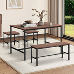 Oikiture Industrial Dining Table 4 Seaters with Kitchen Bench Chairs Natural, image 5
