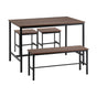 Oikiture Industrial Dining Table 4 Seaters with Kitchen Bench Chairs Natural