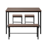 Oikiture Industrial Dining Table 4 Seaters with Kitchen Bench Chairs Natural