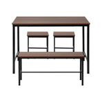 Oikiture Industrial Dining Table 4 Seaters with Kitchen Bench Chairs Natural, image 2