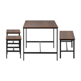 Oikiture Industrial Dining Table 4 Seaters with Kitchen Bench Chairs Natural - Top-Down View