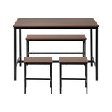 Oikiture Industrial Dining Table 4 Seaters with Kitchen Bench Chairs Natural