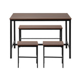 Oikiture Industrial Dining Table 4 Seaters with Kitchen Bench Chairs Natural - Rear View