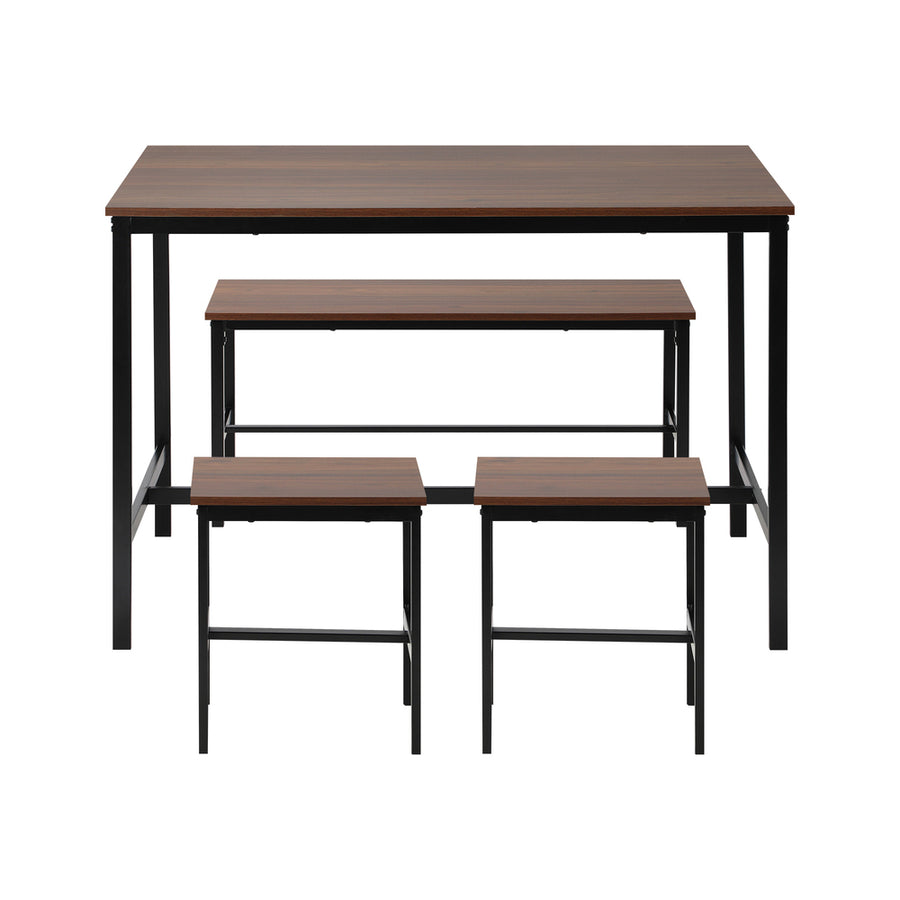 Oikiture Industrial Dining Table 4 Seaters with Kitchen Bench Chairs Natural, image 6