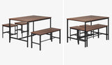 Oikiture Industrial Dining Table 4 Seaters with Kitchen Bench Chairs Natural - Close-Up Angle