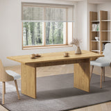 Oikiture 180cm Dining Table Rectangular Timber Natural - Side View