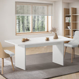Oikiture 180cm Dining Table Rectangular Timber White - Side View