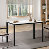 Oikiture 120cm Rectangular Dining Table with Metal Leg White&Black - 45-Degree Angle