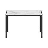 Oikiture 120cm Rectangular Dining Table with Metal Leg White&Black