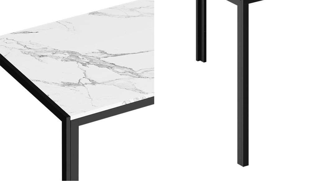 Oikiture 120cm Rectangular Dining Table with Metal Leg White&Black