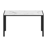 Oikiture 140cm Rectangular Dining Table with Metal Leg White&Black