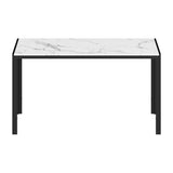 Oikiture 140cm Rectangular Dining Table with Metal Leg White&Black