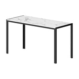 Oikiture 140cm Rectangular Dining Table with Metal Leg White&Black - 45-Degree Angle