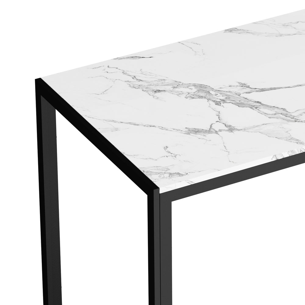 Oikiture 140cm Rectangular Dining Table with Metal Leg White&Black