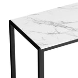 Oikiture 140cm Rectangular Dining Table with Metal Leg White&Black - Rear View