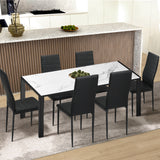 Oikiture 140cm Rectangular Dining Table with Metal Leg White&Black - Top-Down View