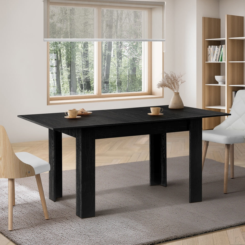 Oikiture 160cm Extendable Dining Table Cafe Table Black