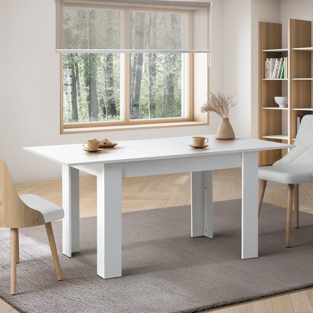 Oikiture 160cm Extendable Dining Table Cafe Table White