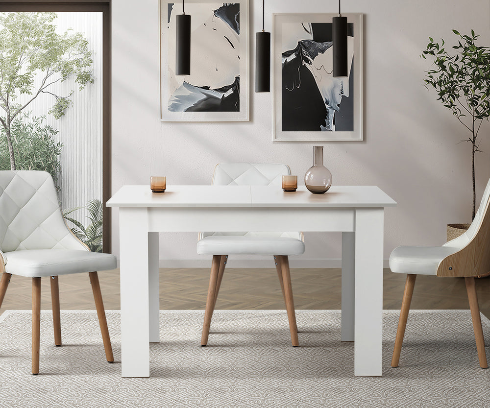 Oikiture 160cm Extendable Dining Table Cafe Table White