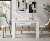 Oikiture 160cm Extendable Dining Table Cafe Table White - Low Angle